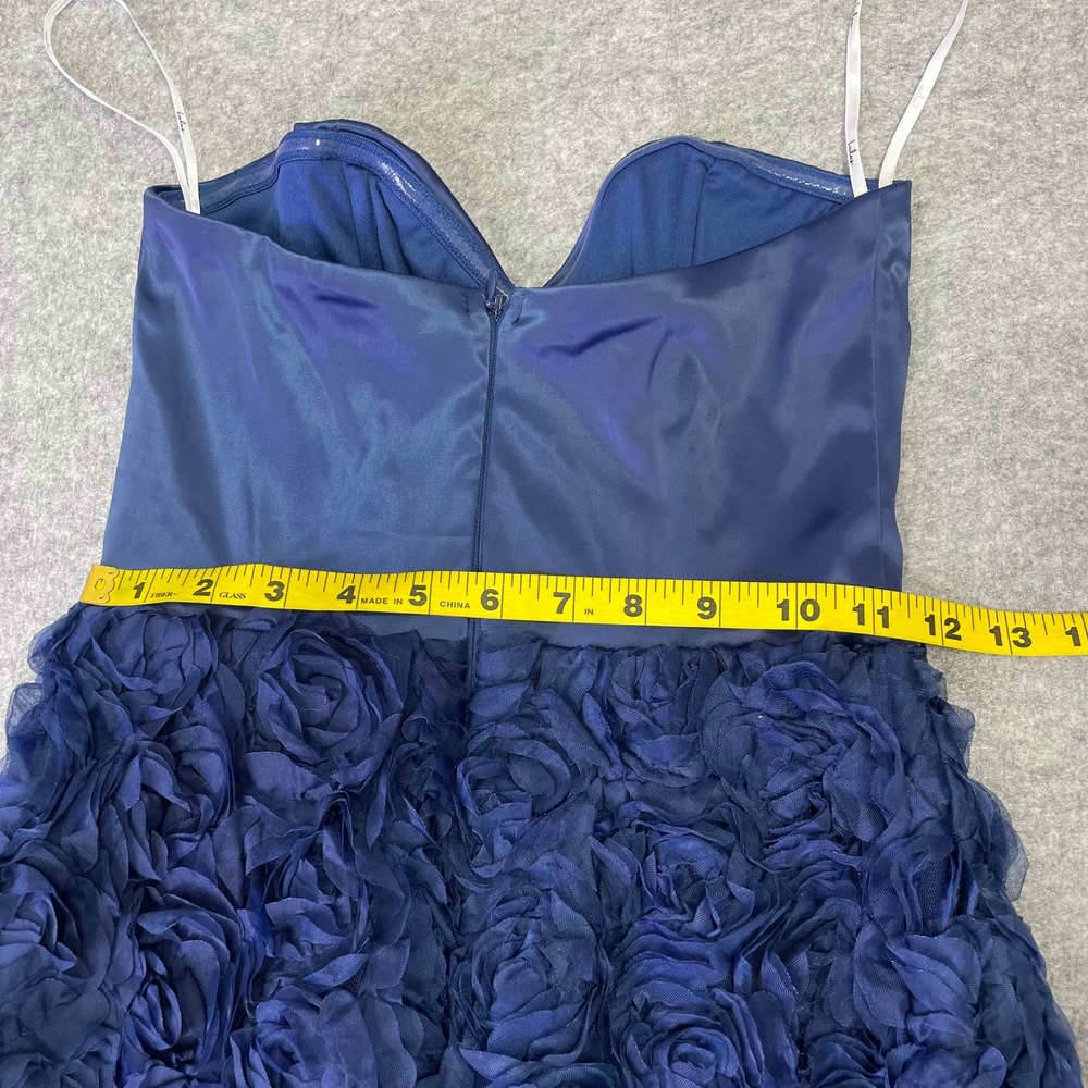 NEW Lulus Navy Blue Satin Strapless 3D Rosette Floral Maxi Gown XS Dress - Picture 15 of 16